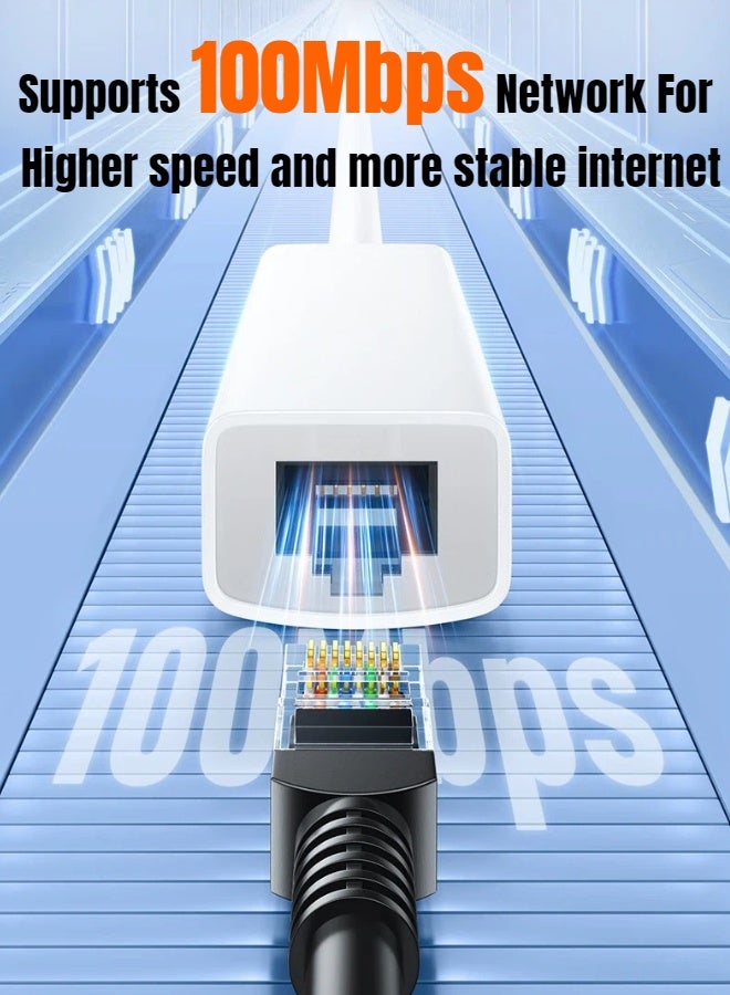 SAMZHE محول USB-C إلى إيثرنت من النوع C RJ45 لشبكة سلكية بسرعة 100 ميجابت في الثانية، متوافق مع أجهزة MacBook/Surface/Phone/iPad Pro/Switch/PS5 - Image 4